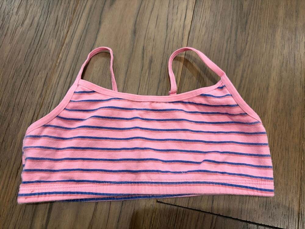 Old Navy Girls Pink and Blue Striped Spaghetti Strap Bralette Size L (10-12)